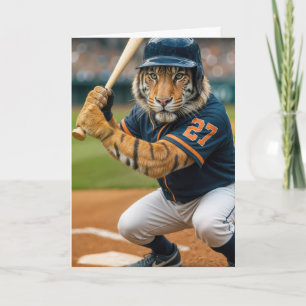 Carte Joueur de baseball Tiger fêtant son anniversaire #