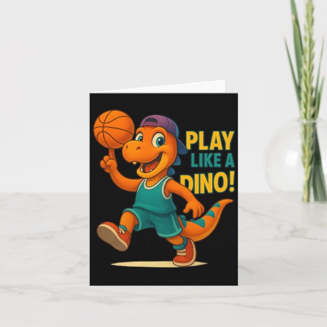 Carte Joueur de basket-ball dinosaure cool Drôle de spor (Devant)