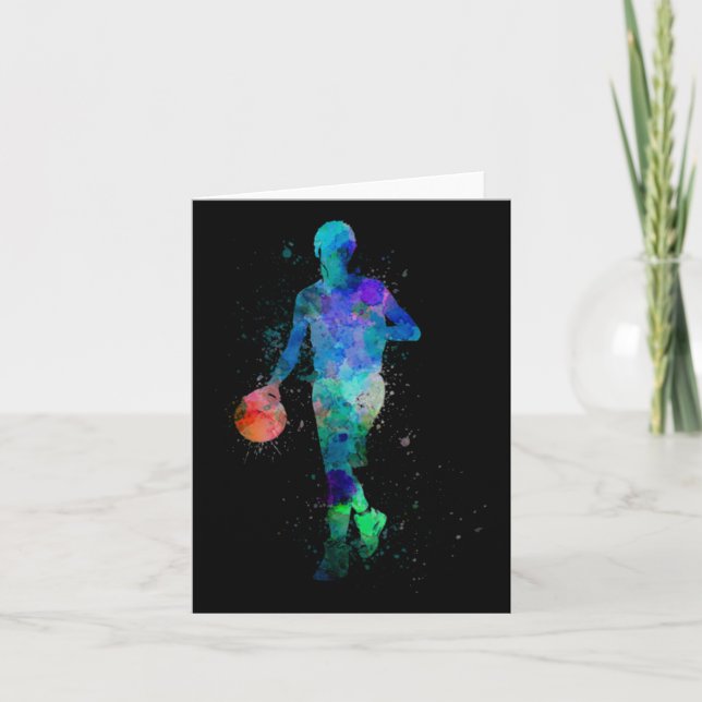 Carte Joueur De Basket En Aquarelle Bleue (Devant)