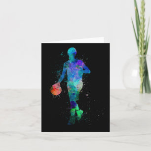 Carte Joueur De Basket En Aquarelle Bleue