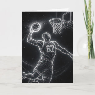 Carte Joueur de basketball néon numéro 67 pour anniversa