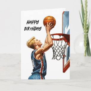 Carte Joueur de basketball Slam Dunk Aquarelle Anniversa