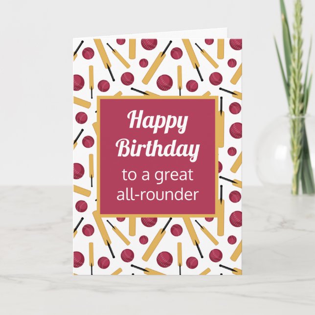 Carte Joueur de cricket d'anniversaire Personnalisé (Devant)