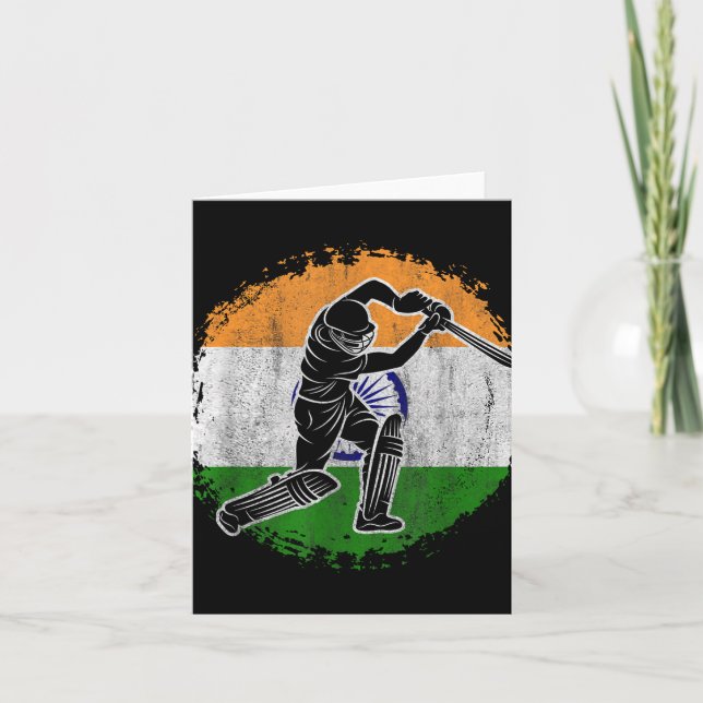 Carte Joueur de cricket Drapeau indien Cricketeur  (Devant)