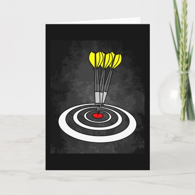 Carte Joueur de fléchettes en tableau noir avec flèches  (Devant)