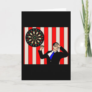 Carte Joueur de fléchettes en tableau noir avec flèches 