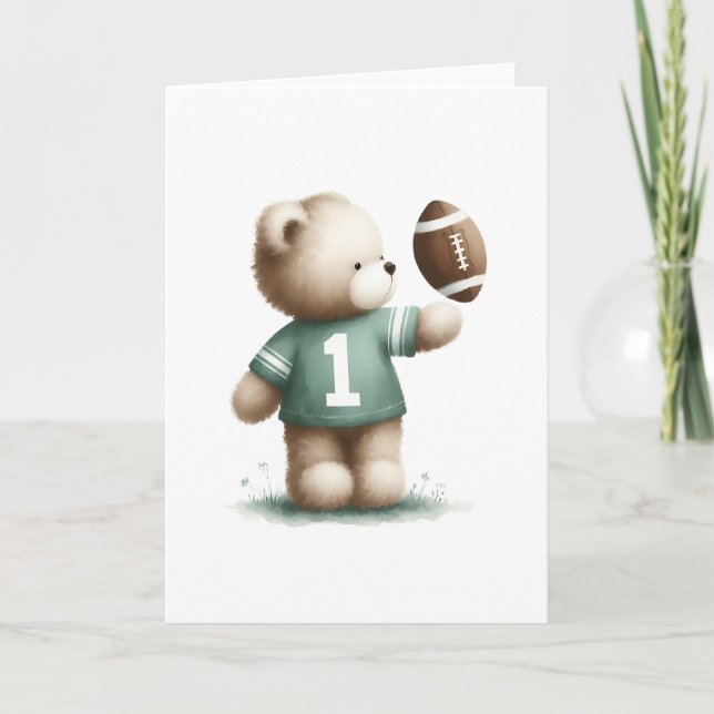 Carte Joueur de football de l'ours en peluche mignon Sal (Devant)