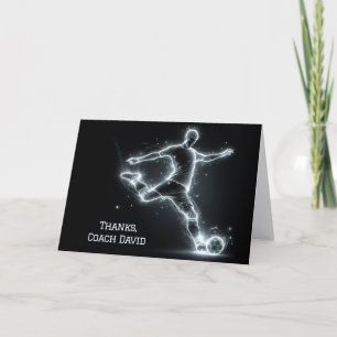 Carte Joueur De Football Neon Pour Merci D'Entraîneur