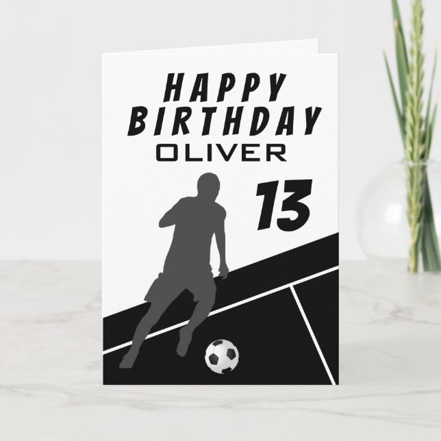 Carte Joueur de football noir Football Ball Boy Annivers (Devant)