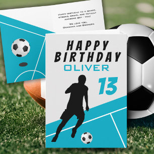 Carte Joueur de football turquoise Football Ball Boy Ann
