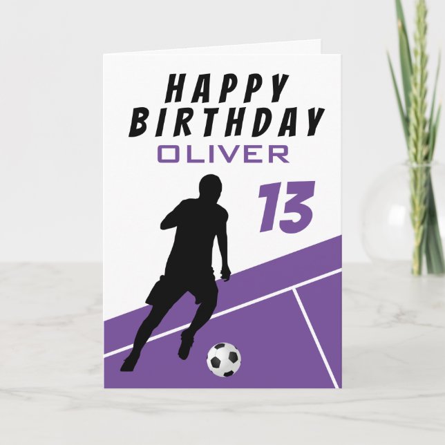Carte Joueur de football violet Ball Boy Anniversaire (Devant)