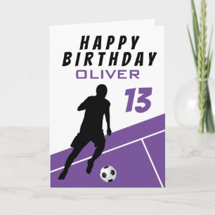 Carte Joueur de football violet Ball Boy Anniversaire