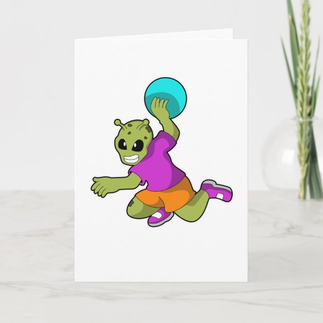 Carte Joueur de handball extraterrestre avec Handball (Devant)