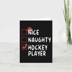 Carte Joueur de hockey Naughty Noël Santa Hat Boy