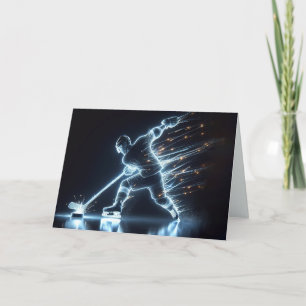 Carte Joueur de hockey Neon Anniversaire