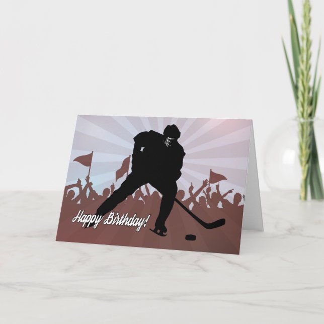 Carte Joueur de hockey Silhouette pour l'anniversaire (Devant)