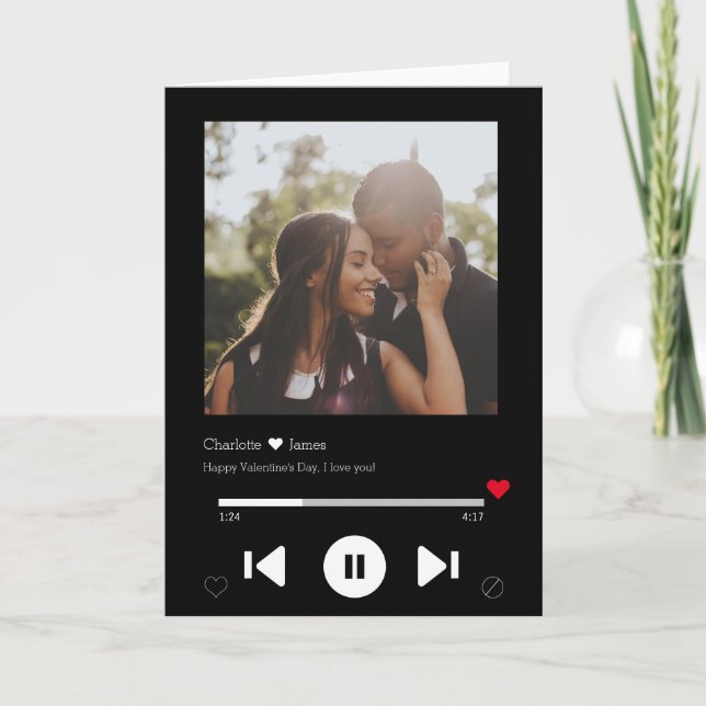 Carte Joueur de musique personnalisé Valentines Photo (Devant)