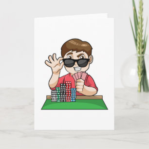 Carte Joueur de poker au Poker avec lunettes de soleil