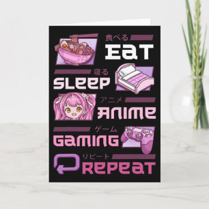 Carte Joueur Jeux Vidéo Drôle Manger Dormir Anime Jeux