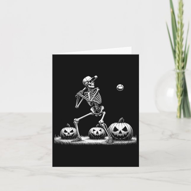 Carte Joueuse de baseball Skeleton Joueuse d'Halloween H (Devant)