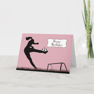 Carte Joueuse de foot, un ballon pour l'anniversaire