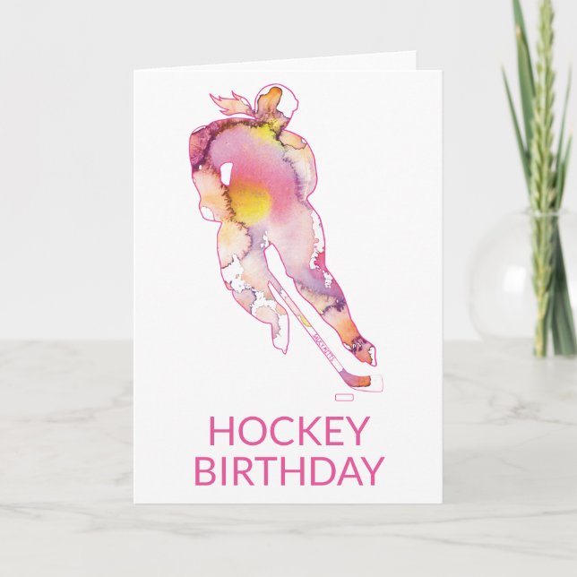 Carte Joueuse de hockey d'anniversaire de hockey féminin (Devant)