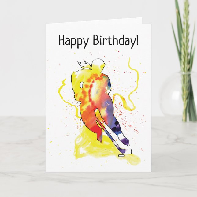Carte Joueuse de hockey sur gazon à l'aquarelle pour ann (Devant)