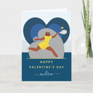 Carte Joueuse de tennis Valentine's Day Girl sur le cour