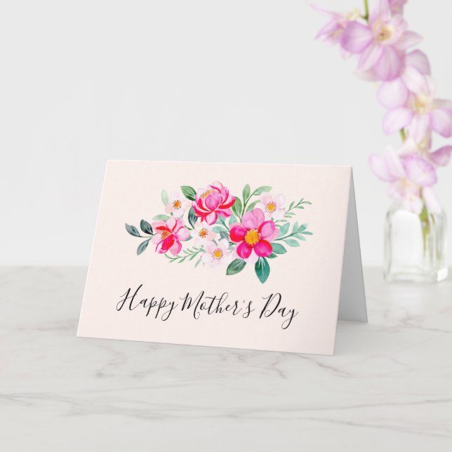 Carte Joueuse Jolie Fleur rose Bouquet Fête des Mères (Orchidée)