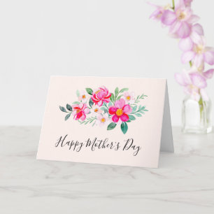 Carte Joueuse Jolie Fleur rose Bouquet Fête des Mères