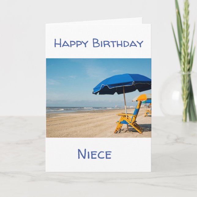 CARTE JOUR À LA PLAGE ANNIVERSAIRE SOUHAITER NIECE (Devant)