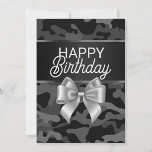 Carte Jour Anniversaire Black Camo & Bow