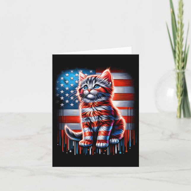 Carte Jour commémoratif Cute Kitten de Juillet Cat Usa (Devant)