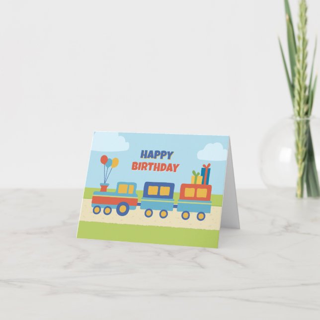 Carte Jour d'anniversaire coloré du train (Devant)