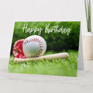Carte Jour d'anniversaire de baseball mot vert pour le j