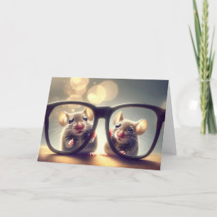 Carte Jour d'anniversaire des souris à travers les verre