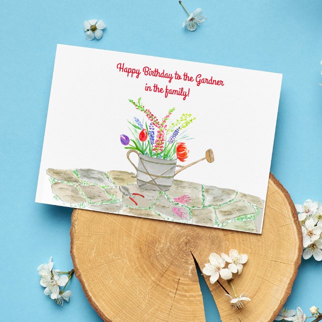 Carte Jour d'anniversaire du jardin d'aquarelles (Delight the green thumb in your life with this botanical birthday masterpiece!)