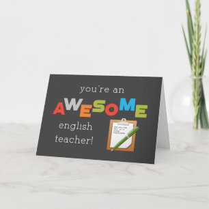 Carte Jour d'appréciation de l'enseignant anglais stupéf