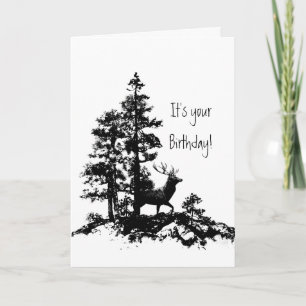 Carte Jour de Deer Tree Forest Animal Masculine Birthday