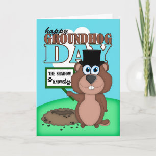 Carte Jour de Groundhog avec la bande dessinée mignonne