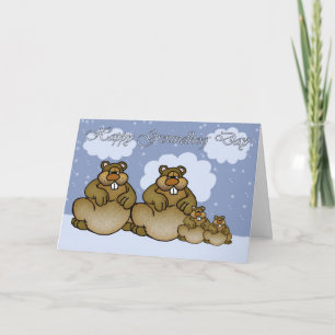 Carte Jour de Groundhog heureux, famille de Groundhog