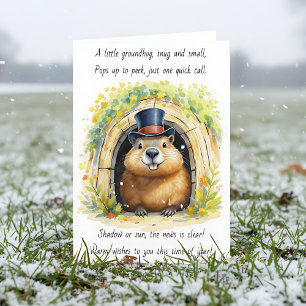 Carte Jour de la marmotte doux dans un chapeau haut de f