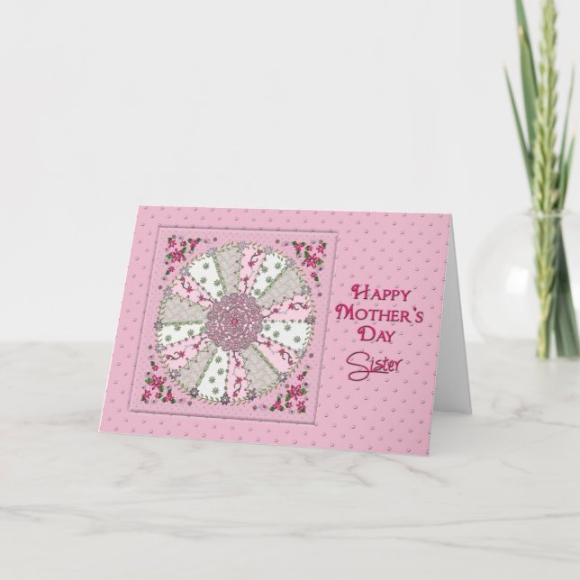 CARTE JOUR DE LA MÈRE - SOEUR - JOLIE EN ROSE (Devant)