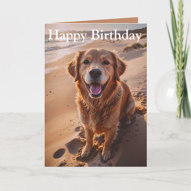 Carte Jour de la plage de Golden Retriever (Devant)