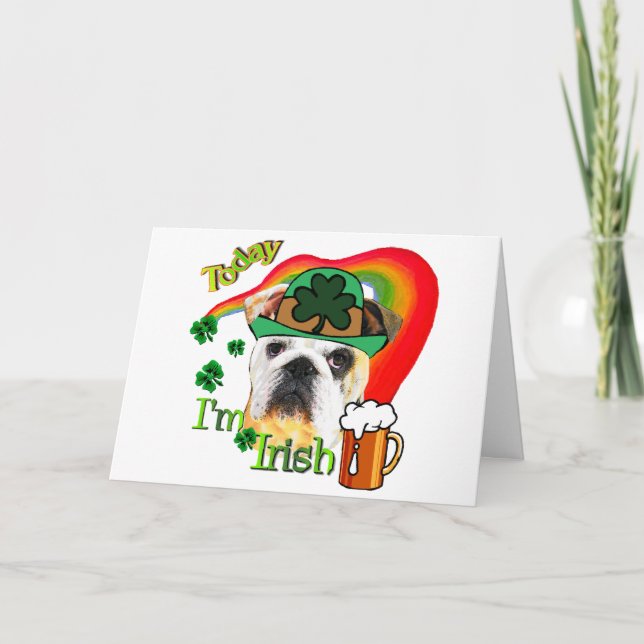 Carte Jour de la Saint Patrick anglais de bouledogue (Devant)