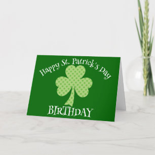Carte Jour de la Saint Patrick Anniversaire Shamrock Poi