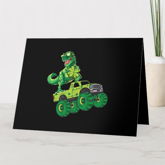 Carte Jour de la Saint Patrick Dinosaur Monster Shamrock (Devant)
