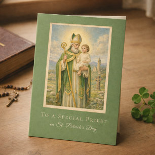 Carte Jour de la Saint-Patrick Jésus prêtre catholique 