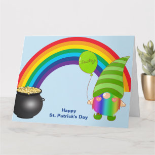 Carte Jour de la Saint Patrick Rainbow Gnomies LGBT Frie