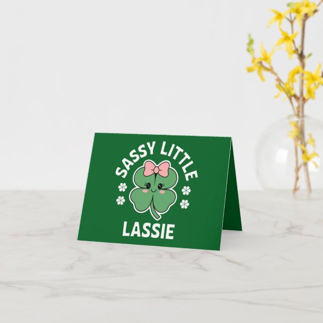 Carte Jour de la Saint Patrick Sassy Petite Lassie Enfan (Fleur jaune)